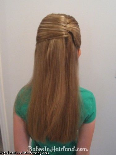 روشی ساده برای بستن مو وسط سر مناسب دخترا و مامانا روش شینیون مدرسه دخترانه ساده آسان آموزش مرتب کردن مو دختر