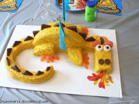 آموزش تزیین کیک تولد دایناسوری  اژدها از نوع آتش دار 