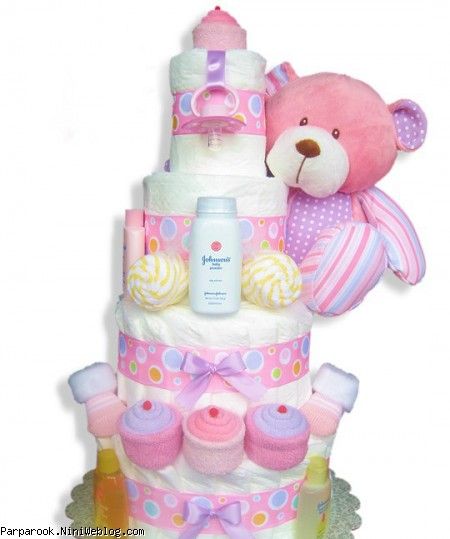 کیک پوشکی نوزاد دختر