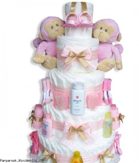 کیک پوشکی دوقلوهای دختر