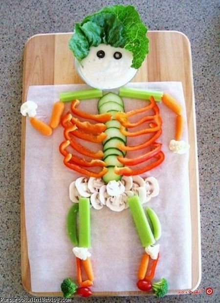 تزیین غذای کودک اسکلت سبزیجات