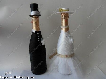 آموزش تزیین بطری دلستر عروسی به شکل عروس و داماد