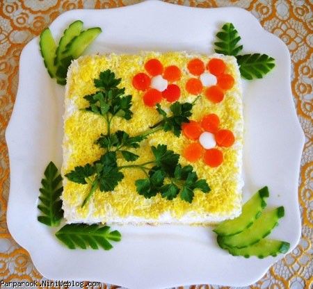  تزئينات بسيار زيبا از سالاد الويه براي مجالس