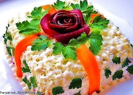  تزئينات بسيار زيبا از سالاد الويه براي مجالس